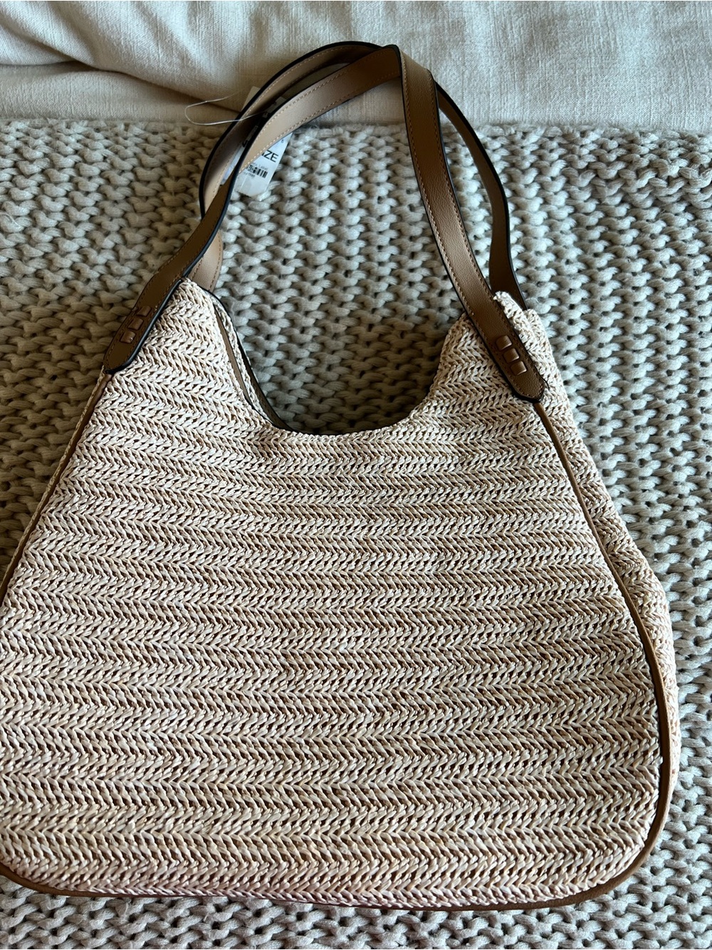 Style & Co. Straw Woven Shoulder Bag – Neutral Beige - Picture 2 of 6